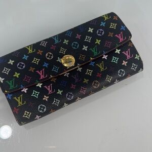 Louis Vuitton x Takashi Murakami Black Multicolor Sarah Wallet